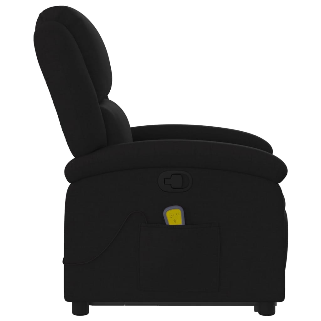 Poltrona Relax Ovar Elevatória com 6 Pontos de Massagens e Reclinação Manual em Tecido - Preto - Design Moderno