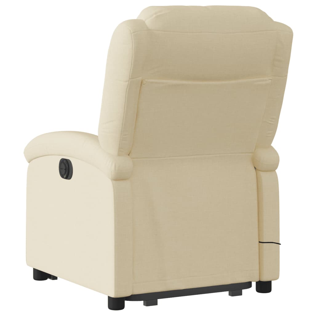 Poltrona Relax Ovar Elevatória com 6 Pontos de Massagens e Reclinação Manual em Tecido - Creme - Design Moderno