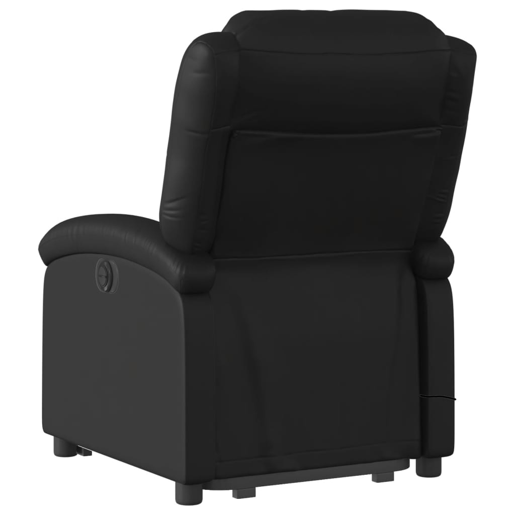 Poltrona Relax Ovar Elevatória com 6 Pontos de Massagens e Reclinação Manual em Couro Artificial - Preto - Design Moderno