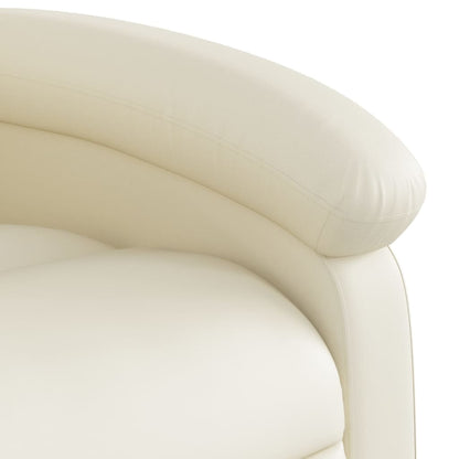 Poltrona Relax Ovar Elevatória com 6 Pontos de Massagens e Reclinação Manual em Couro Artificial - Creme - Design Moderno