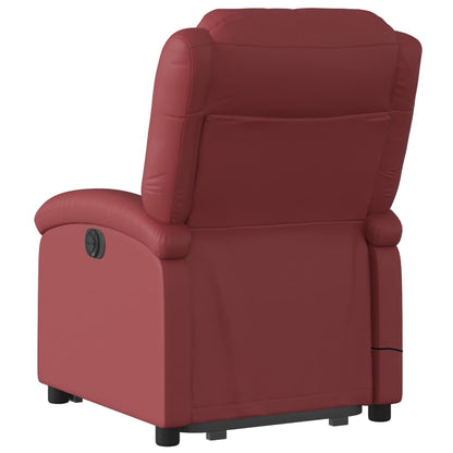 Poltrona Relax Ovar Elevatória com 6 Pontos de Massagens e Reclinação Manual em Couro Artificial - Vermelho Tinto - Design Moderno