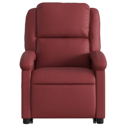 Poltrona Relax Ovar Elevatória com 6 Pontos de Massagens e Reclinação Manual em Couro Artificial - Vermelho Tinto - Design Moderno