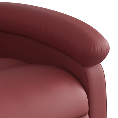 Poltrona Relax Ovar Elevatória com 6 Pontos de Massagens e Reclinação Manual em Couro Artificial - Vermelho Tinto - Design Moderno