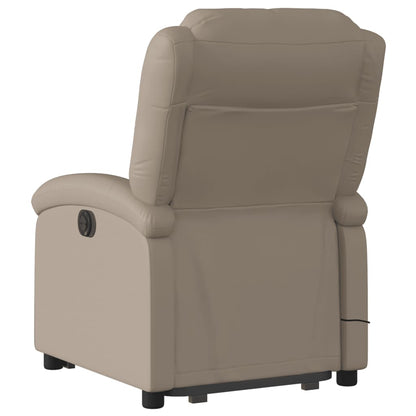 Poltrona Relax Ovar Elevatória com 6 Pontos de Massagens e Reclinação Manual em Couro Artificial - Cappuccino - Design Moderno