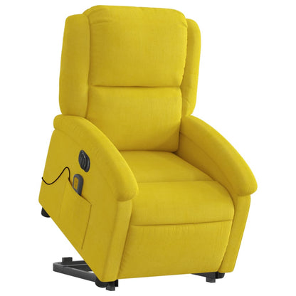 Poltrona massagens reclin. elevatória elétrica veludo amarelo