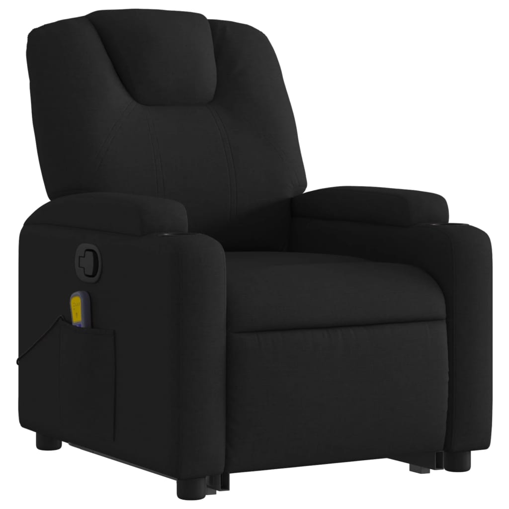 Poltrona Relax Luge Elevatória com 6 Pontos de Massagens e Reclinação Manual em Tecido Respirável - Preto - Design Moderno