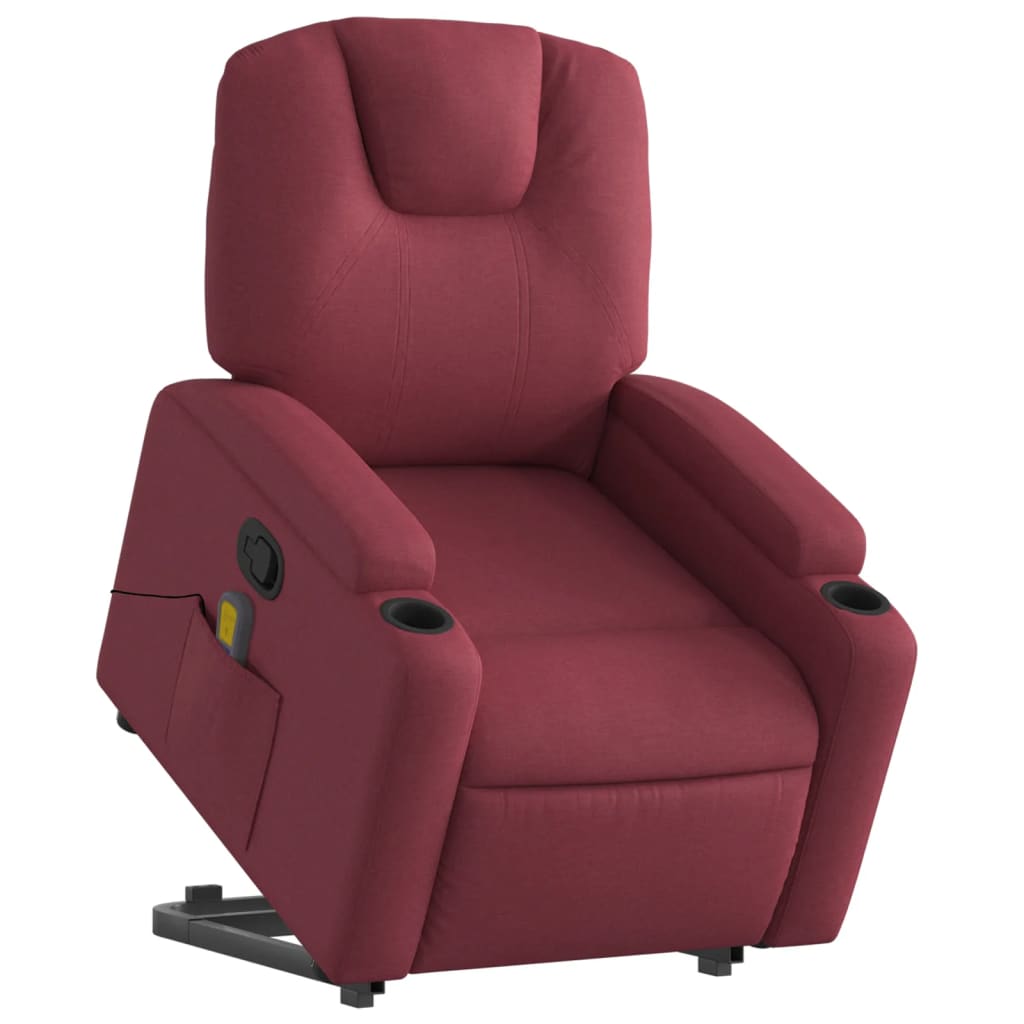 Poltrona Relax Luge Elevatória com 6 Pontos de Massagens e Reclinação Manual em Tecido Respirável - Vermelho Tinto - Design Moderno