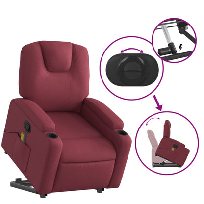 Poltrona Relax Luge Elevatória com 6 Pontos de Massagens e Reclinação Manual em Tecido Respirável - Vermelho Tinto - Design Moderno