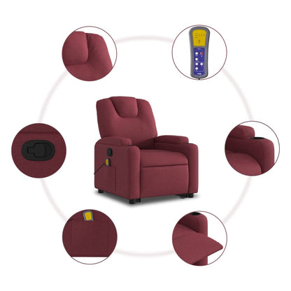 Poltrona Relax Luge Elevatória com 6 Pontos de Massagens e Reclinação Manual em Tecido Respirável - Vermelho Tinto - Design Moderno