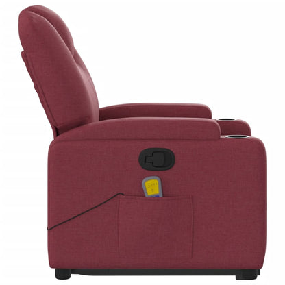 Poltrona Relax Luge Elevatória com 6 Pontos de Massagens e Reclinação Manual em Tecido Respirável - Vermelho Tinto - Design Moderno