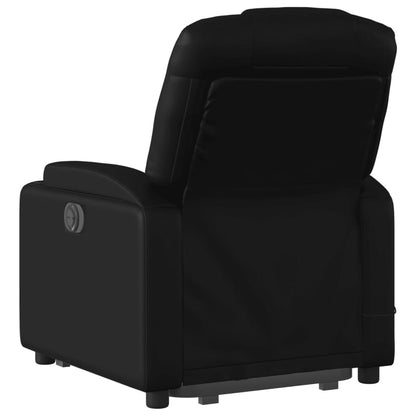 Poltrona Relax Luge Elevatória com 6 Pontos de Massagens e Reclinação Manual em Couro Artificial - Preto - Design Moderno