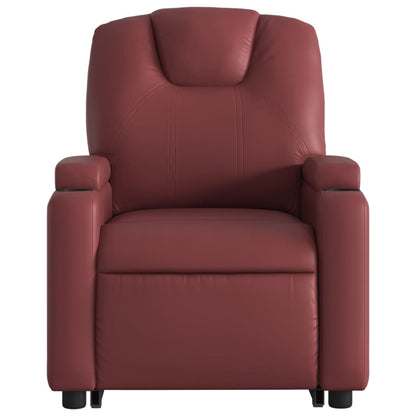 Poltrona Relax Luge Elevatória com 6 Pontos de Massagens e Reclinação Manual em Couro Artificial - Vermelho Tinto - Design Moderno