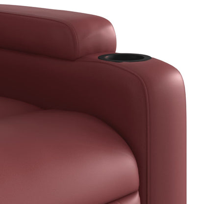 Poltrona Relax Luge Elevatória com 6 Pontos de Massagens e Reclinação Manual em Couro Artificial - Vermelho Tinto - Design Moderno