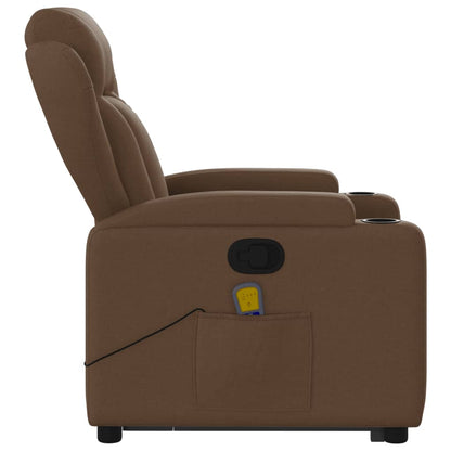 Poltrona Relax Faro Elevatória com 6 Pontos de Massagens e Reclinação Manual em Tecido - Castanho - Design Moderno