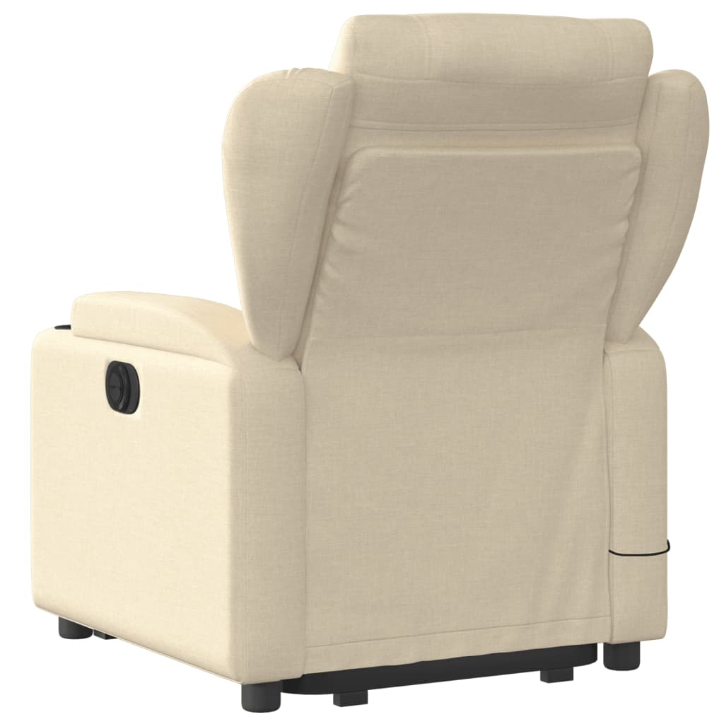 Poltrona Relax Faro Elevatória com 6 Pontos de Massagens e Reclinação Manual em Tecido - Creme - Design Moderno