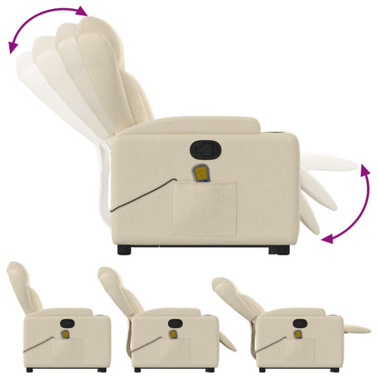 Poltrona Relax Faro Elevatória com 6 Pontos de Massagens e Reclinação Manual em Tecido - Creme - Design Moderno