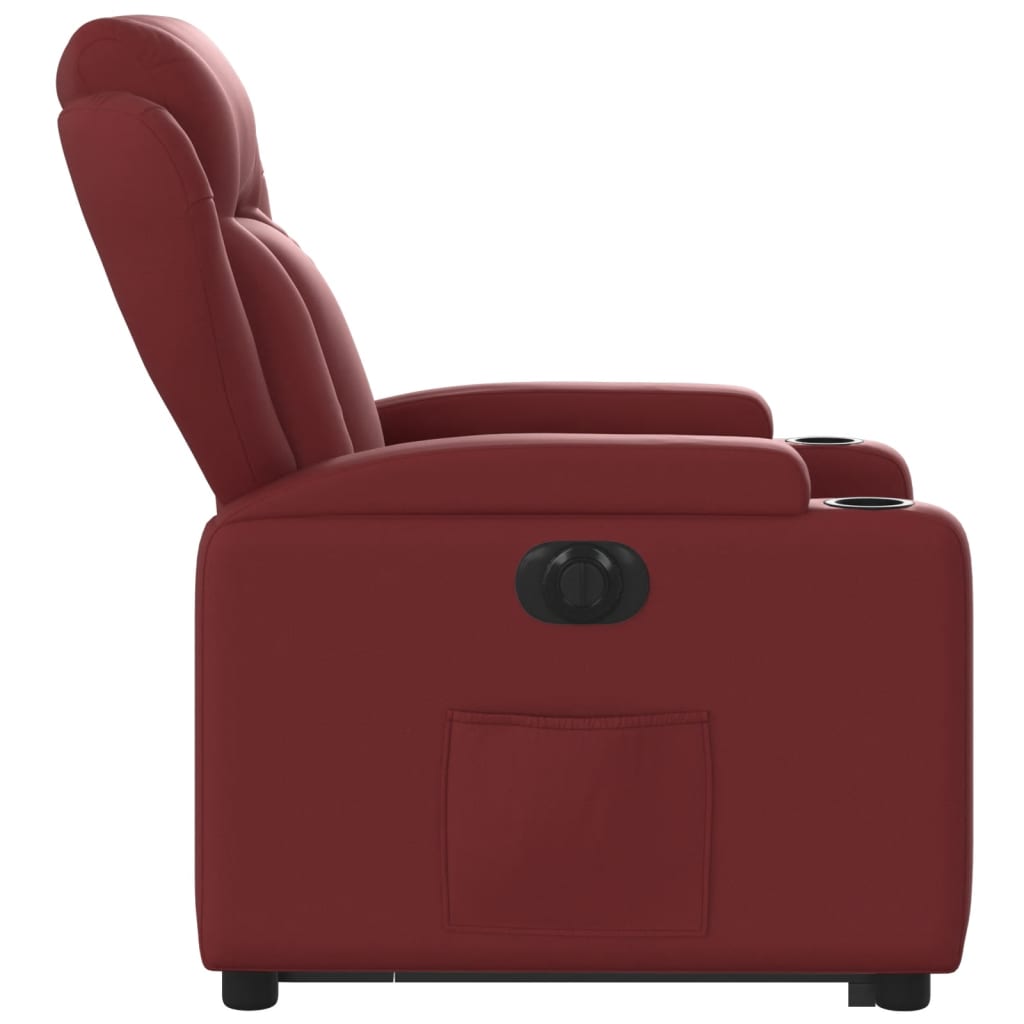 Poltrona reclin. elevatória elétrica couro artif vermelho-tinto