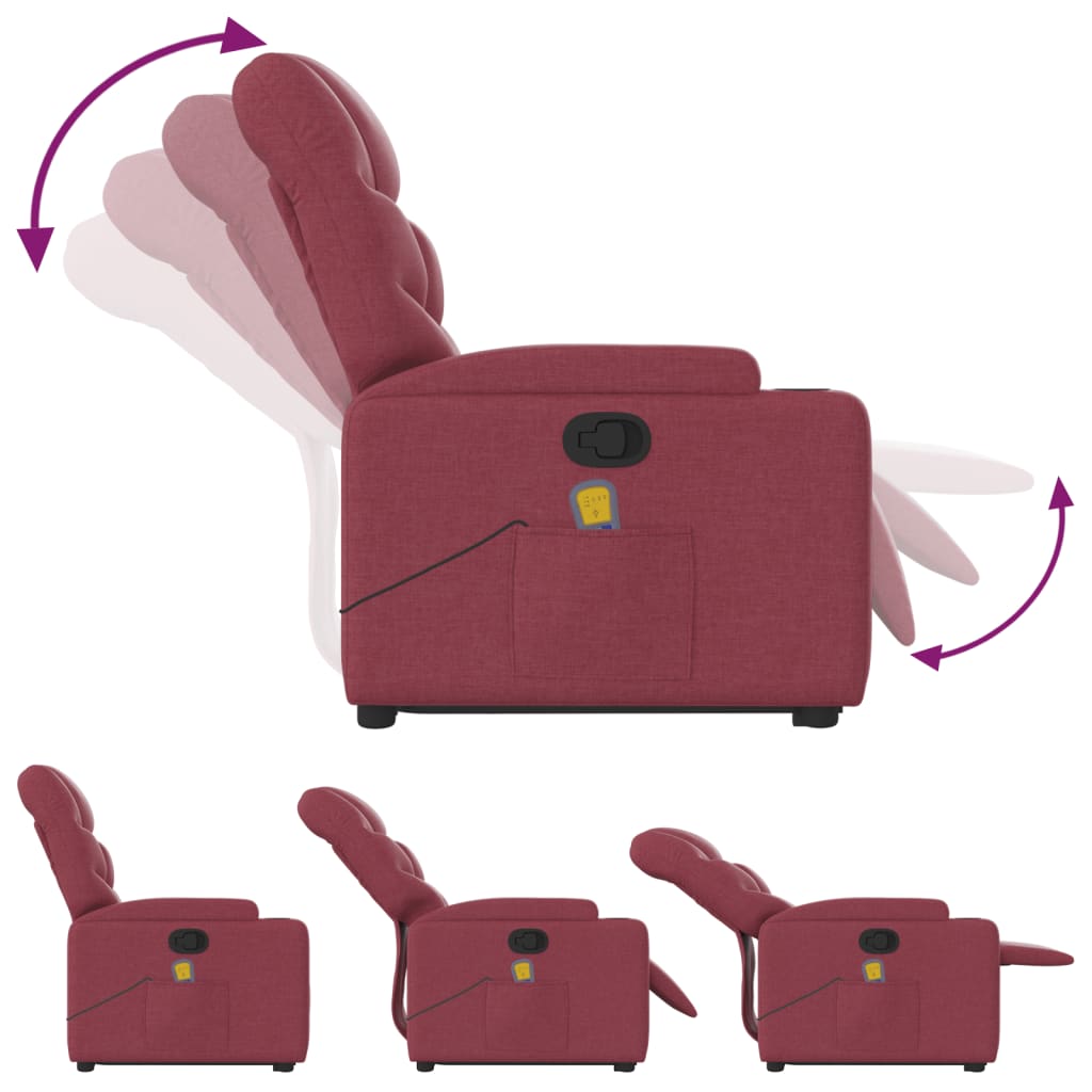 Poltrona de massagens reclin. elevatória tecido vermelho tinto