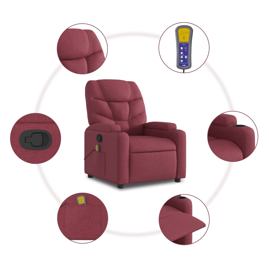 Poltrona de massagens reclin. elevatória tecido vermelho tinto