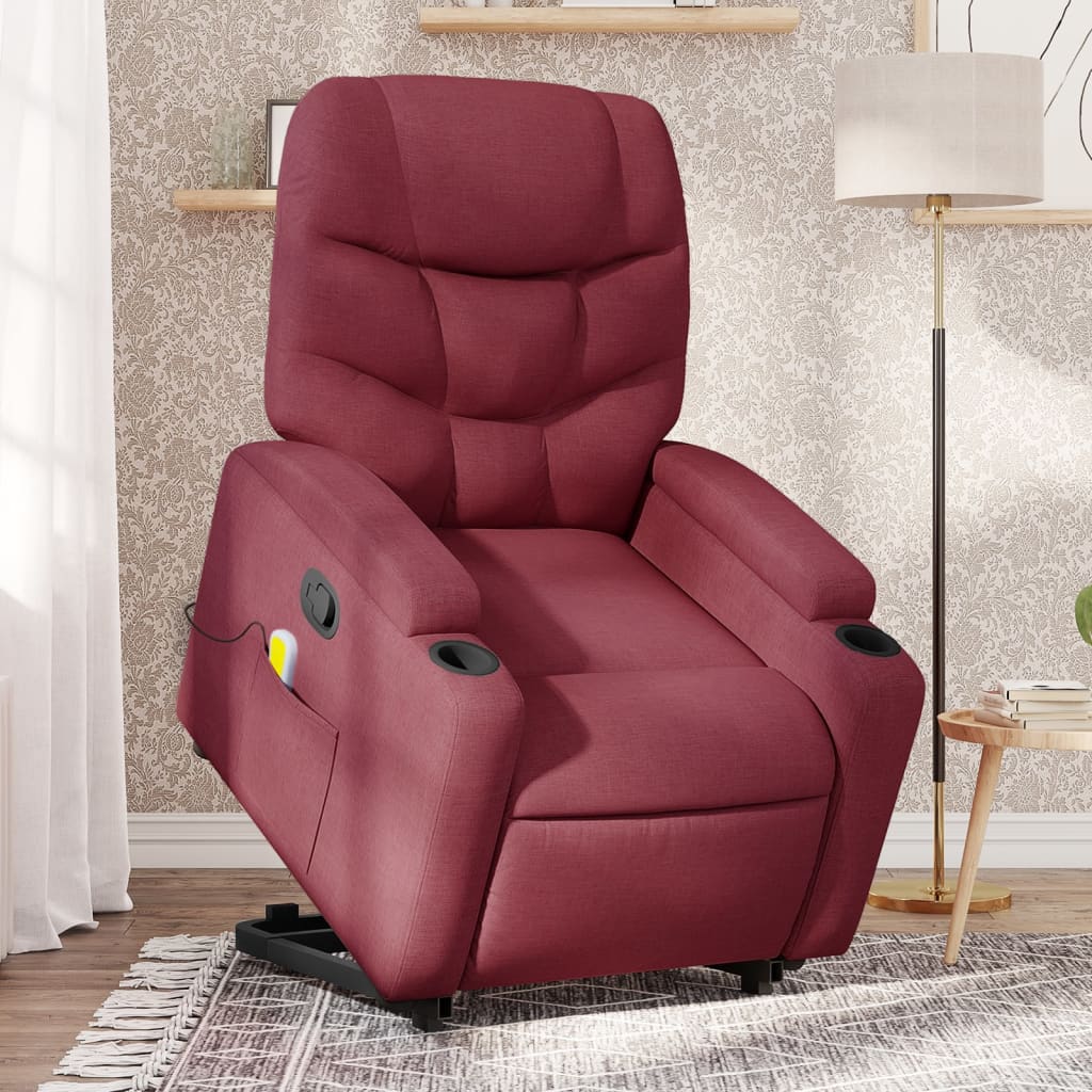 Poltrona de massagens reclin. elevatória tecido vermelho tinto