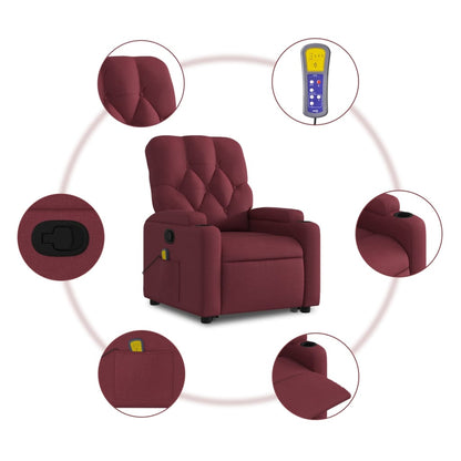 Poltrona de massagens reclin. elevatória tecido vermelho tinto