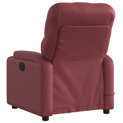 Poltrona massagens reclin. elétrica couro artif. vermelho-tinto