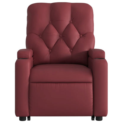 Poltrona reclin. elevatória elétrica couro artif vermelho-tinto