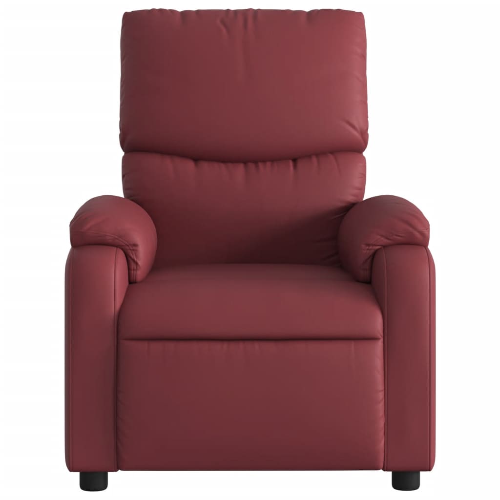 Poltrona massagens reclin. elétrica couro artif. vermelho-tinto