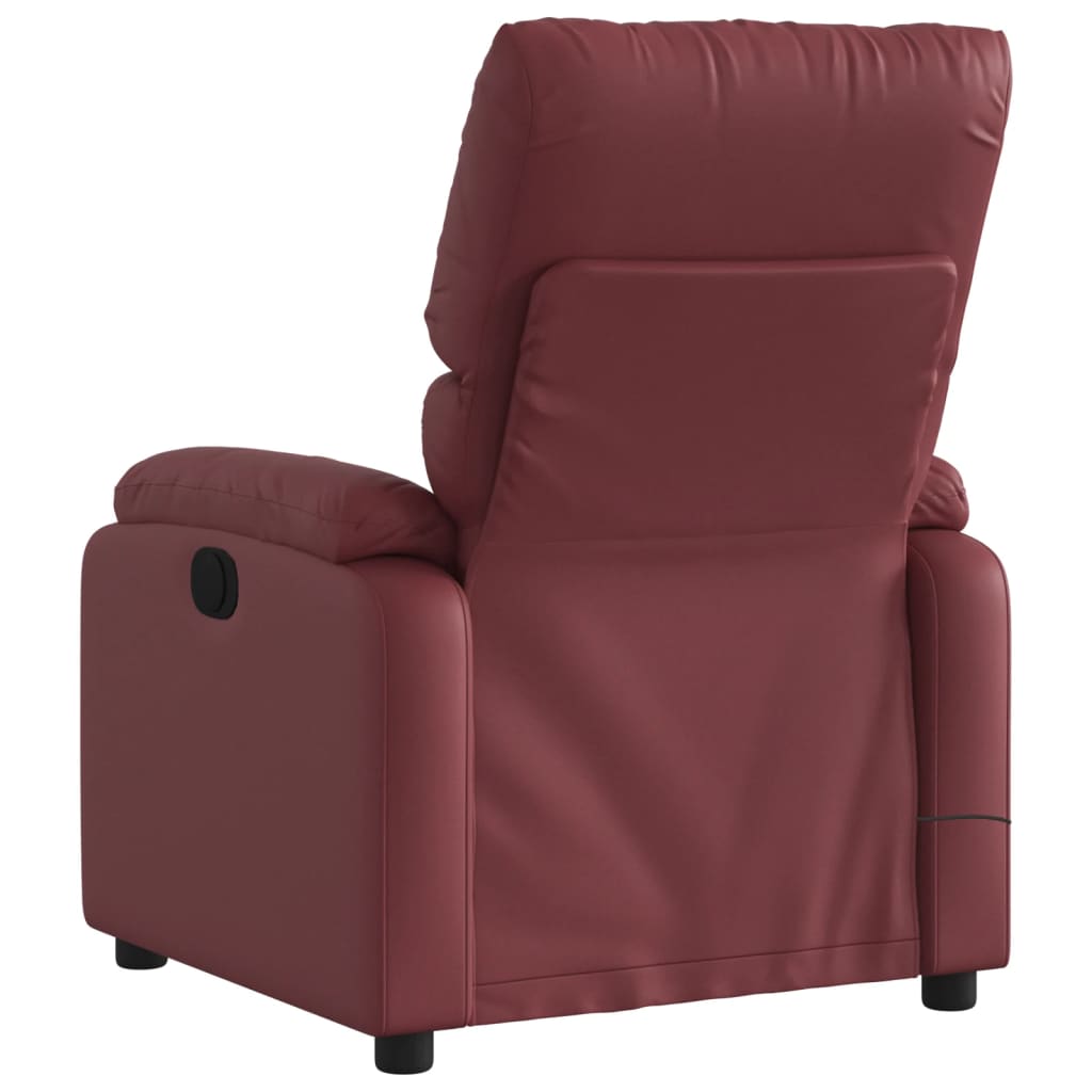 Poltrona massagens reclin. elétrica couro artif. vermelho-tinto