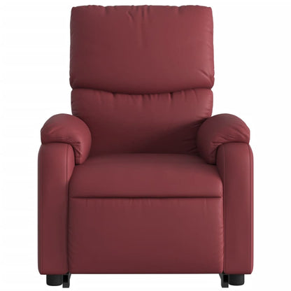 Poltrona massagens reclinável couro artificial vermelho tinto