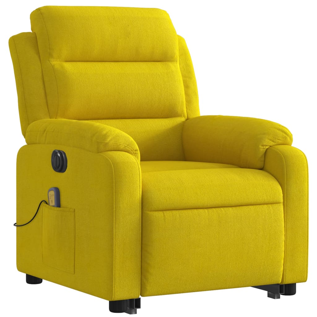 Poltrona massagens reclin. elevatória elétrica veludo amarelo