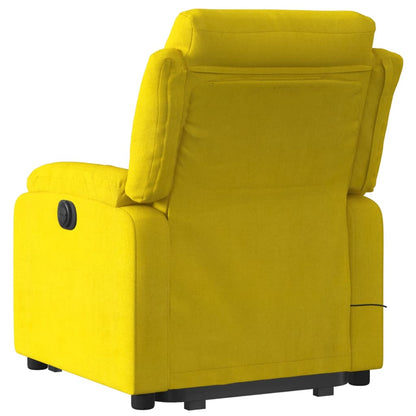 Poltrona massagens reclin. elevatória elétrica veludo amarelo