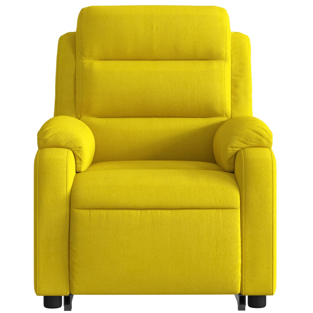 Poltrona massagens reclin. elevatória elétrica veludo amarelo