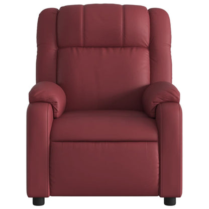 Poltrona massagens reclin. elétrica couro artif. vermelho-tinto