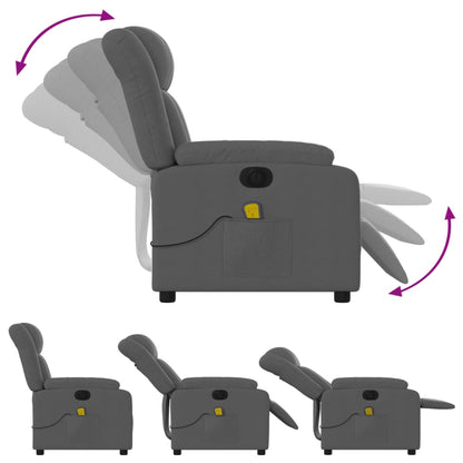 Poltrona Tapi com 6 Pontos de Massagens e Reclinação Elétrica em Tecido Respirável - Cinzento Escuro - Design Moderno