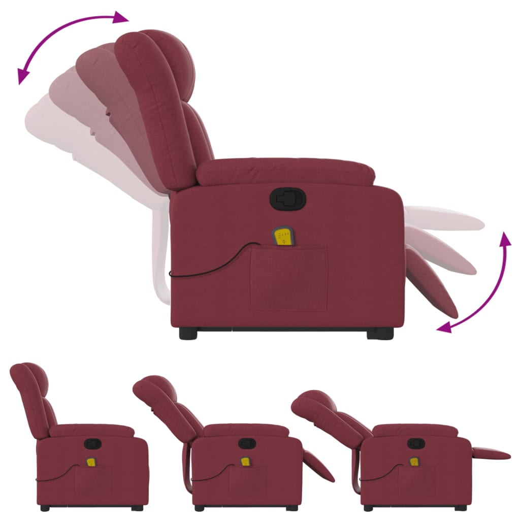 Poltrona de massagens reclin. elevatória tecido vermelho tinto