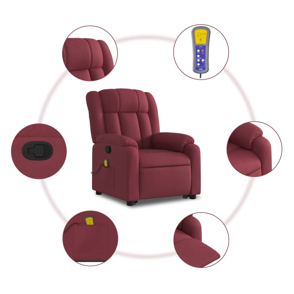 Poltrona de massagens reclin. elevatória tecido vermelho tinto