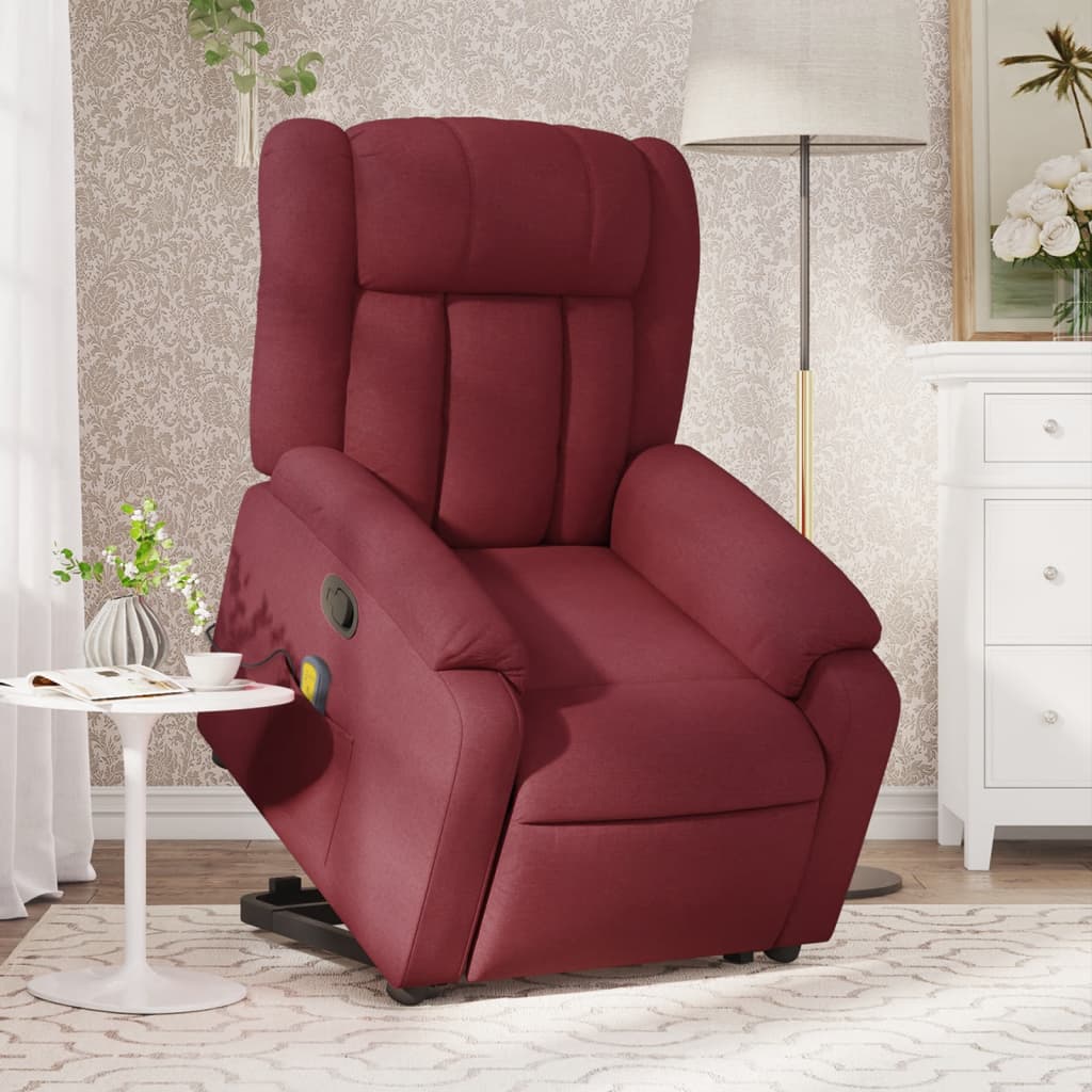 Poltrona de massagens reclin. elevatória tecido vermelho tinto