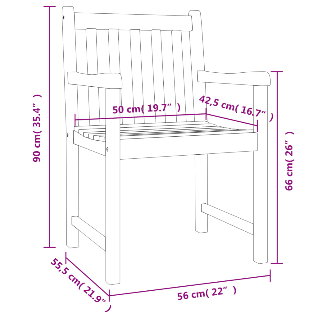 Cadeiras de jardim 4 pcs 56x55,5x90 cm madeira de acácia maciça