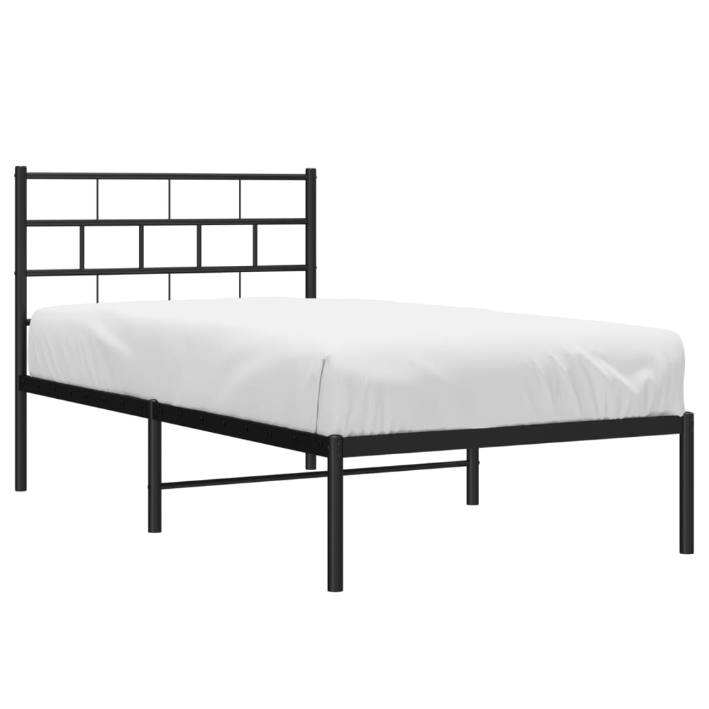 Estrutura de cama com cabeceira 75x190 cm metal preto