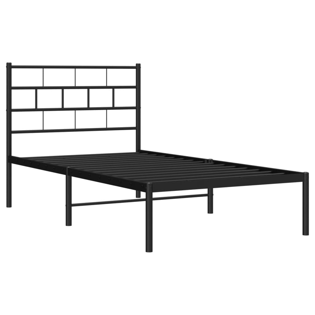 Estrutura de cama com cabeceira 75x190 cm metal preto