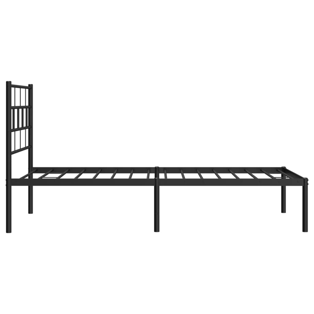 Estrutura de cama com cabeceira 75x190 cm metal preto