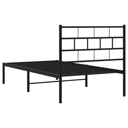 Estrutura de cama com cabeceira 75x190 cm metal preto