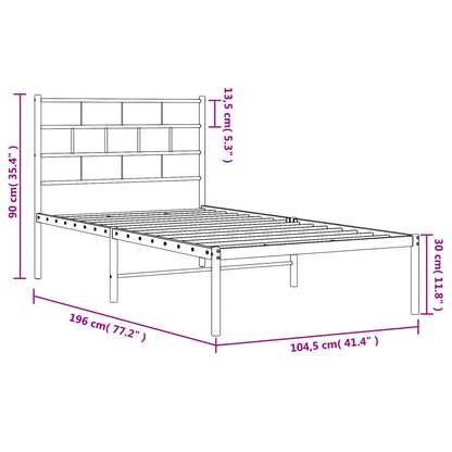 Estrutura de cama com cabeceira 100x190 cm metal preto