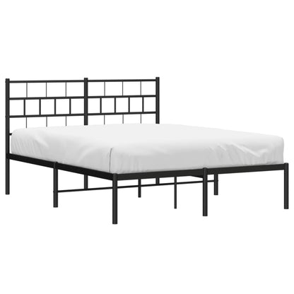 Estrutura de cama em metal com cabeceira 150x200 cm preto