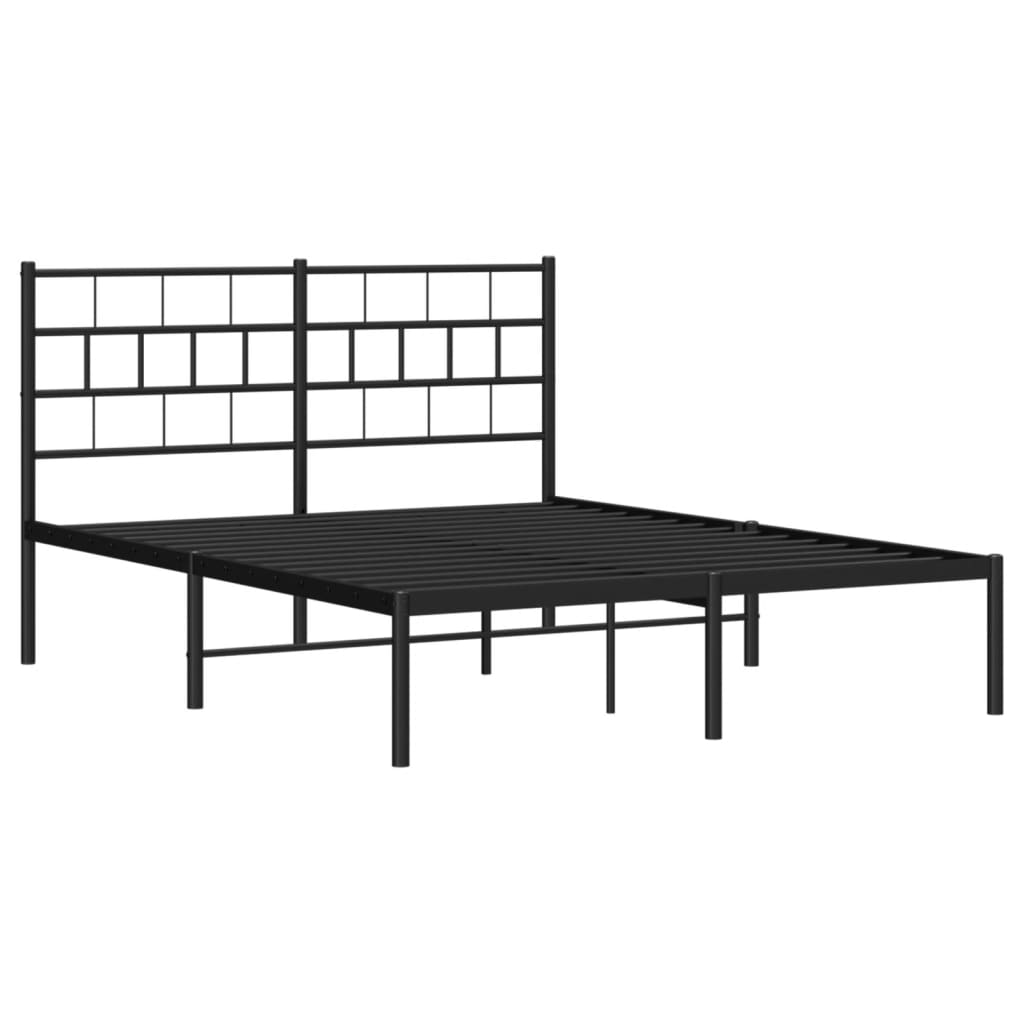 Estrutura de cama em metal com cabeceira 150x200 cm preto