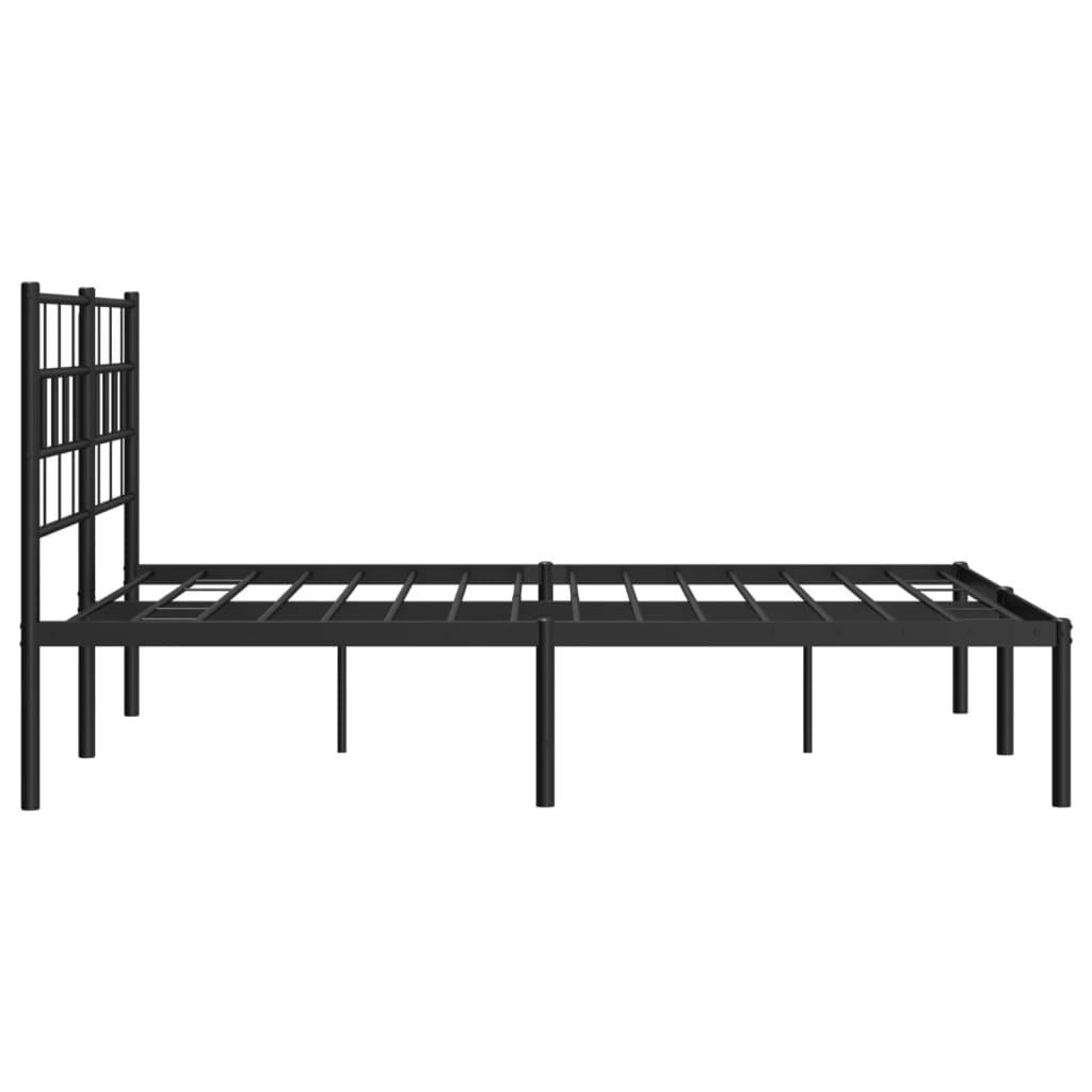 Estrutura de cama em metal com cabeceira 150x200 cm preto