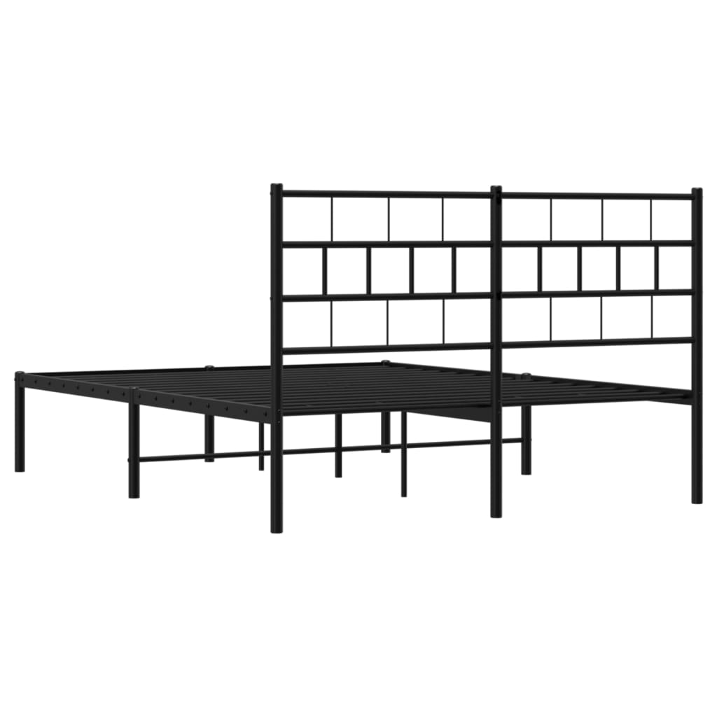 Estrutura de cama em metal com cabeceira 150x200 cm preto