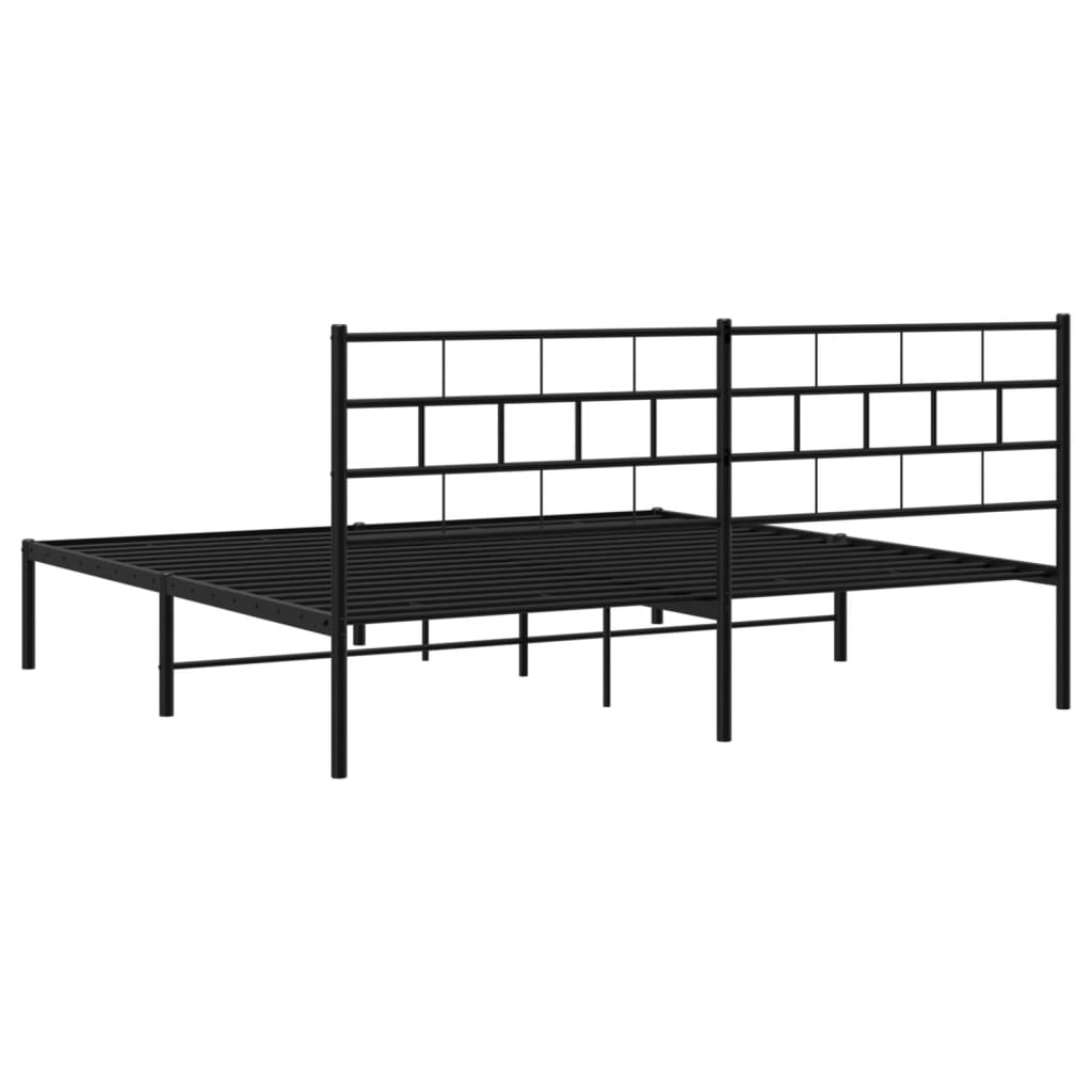 Estrutura de cama em metal com cabeceira 180x200 cm preto