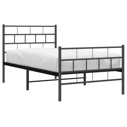 Estrutura de cama com cabeceira e pés 75x190 cm metal preto